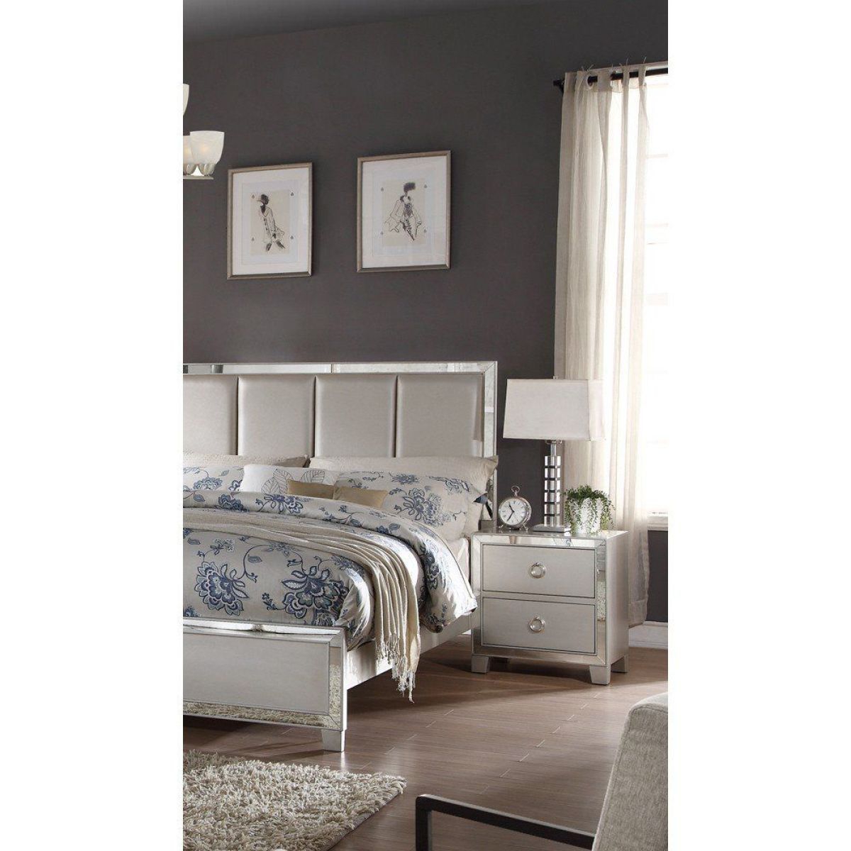 Streamdale Furniture Voeville Ii Nightstand In Platinum