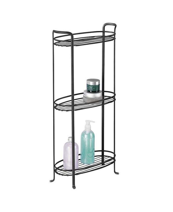 mDesign Vertical Standing Bathroom Shelving Unit Tower with 3 Baskets