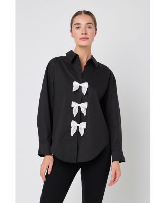 Women's Bow Poplin Shirt