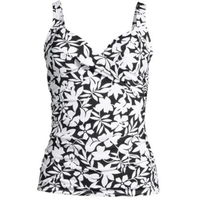 Women's DD-Cup V-Neck Wrap Underwire Tankini Swimsuit Top