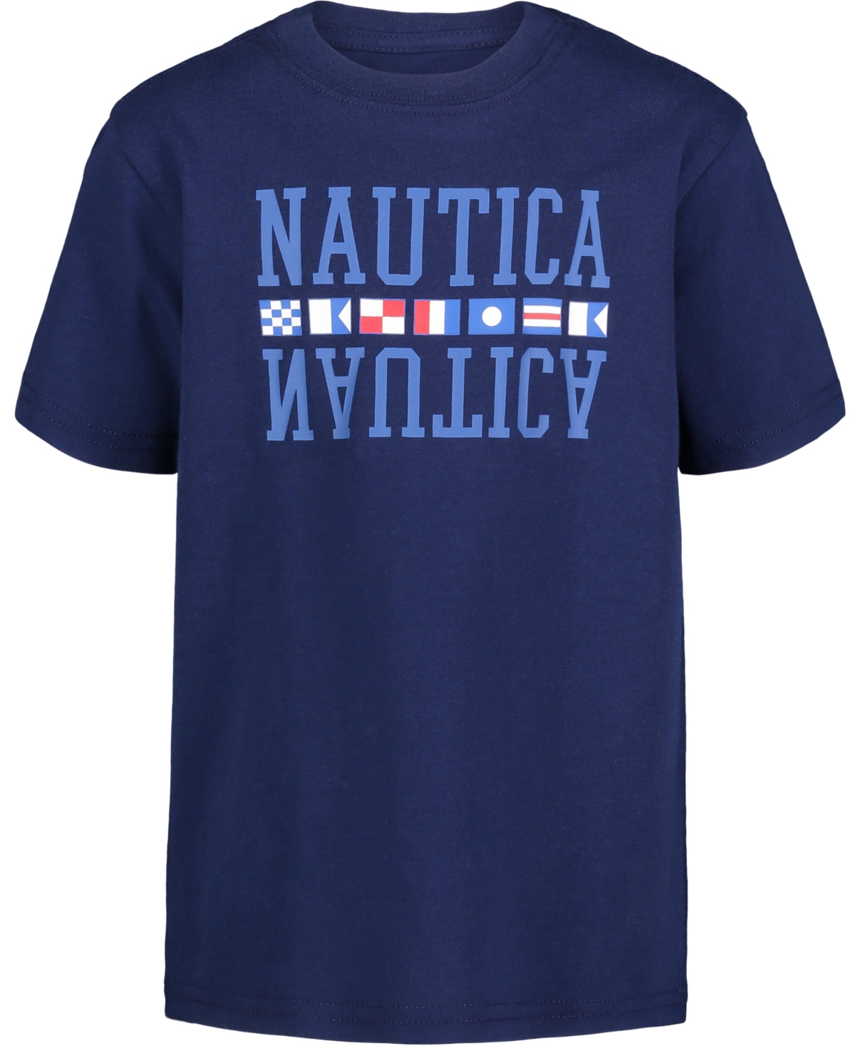 Nautica Kids' Big Boys Flag Split Graphic Short Sleeve T-shirt In Navy