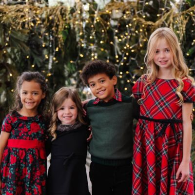 Little Girls Short Sleeve Ruffle Collar Party Dress with Bow, Toddler|Child