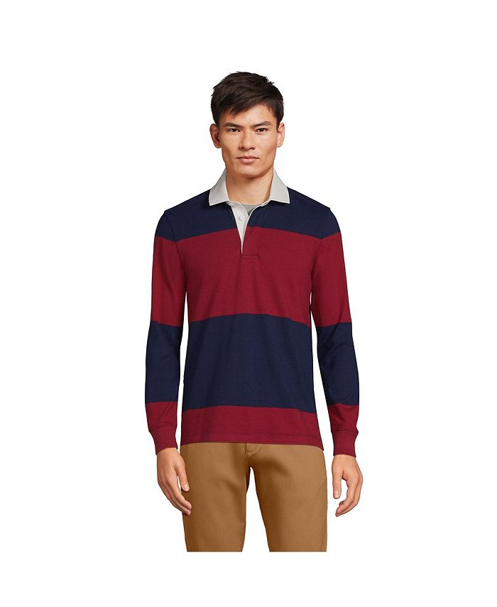Lands' End Men's Tall Long Sleeve Stripe Rugby Shirt Macy's