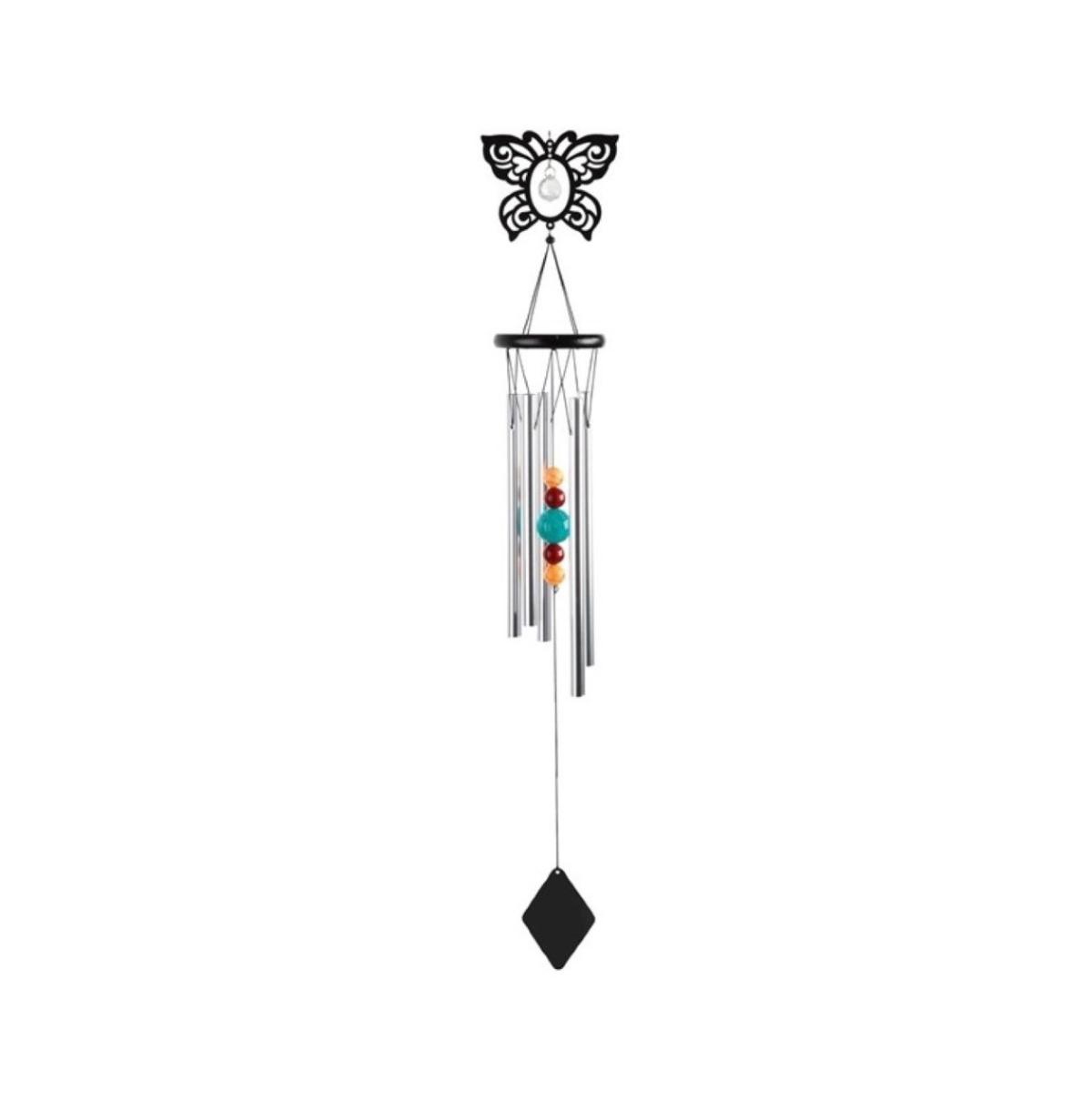 34" Long Metal Black Butterfly Chime - Black