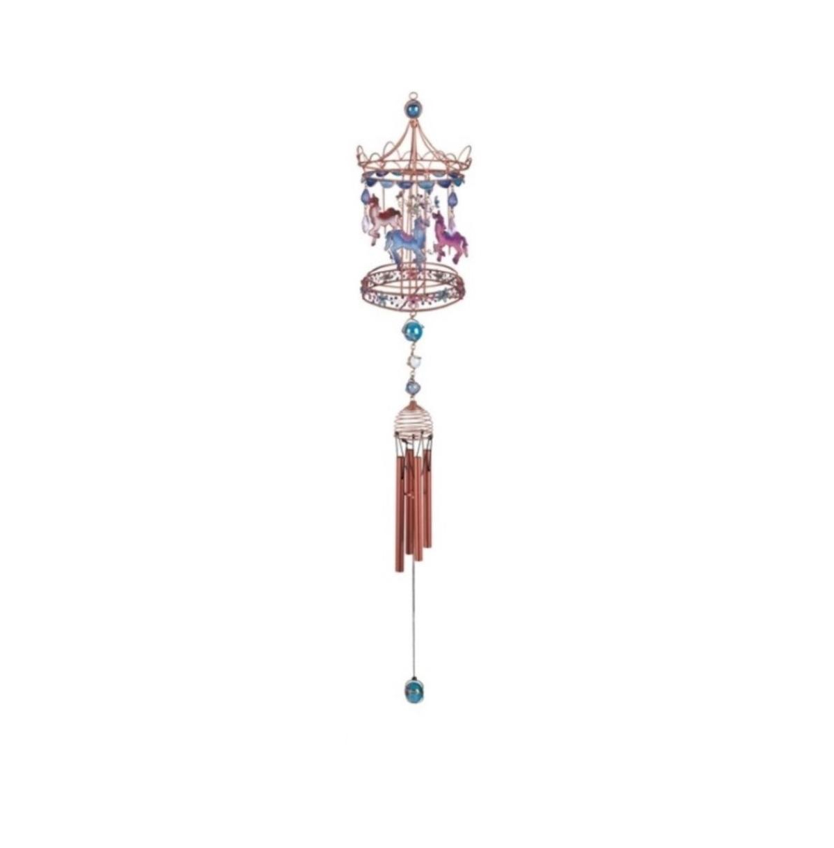 35" Long Carousel Wind Chime with Copper Gem - Multi