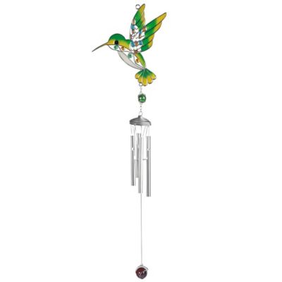 31" Long Green Hummingbird Suncatcher Wind Chime Home Decor Perfect Gift for House Warming, Holidays and Birthdays