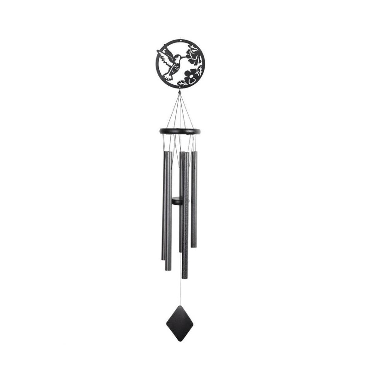 38" Long Metal Black Hummingbird Silhouette Wind Chime - Black