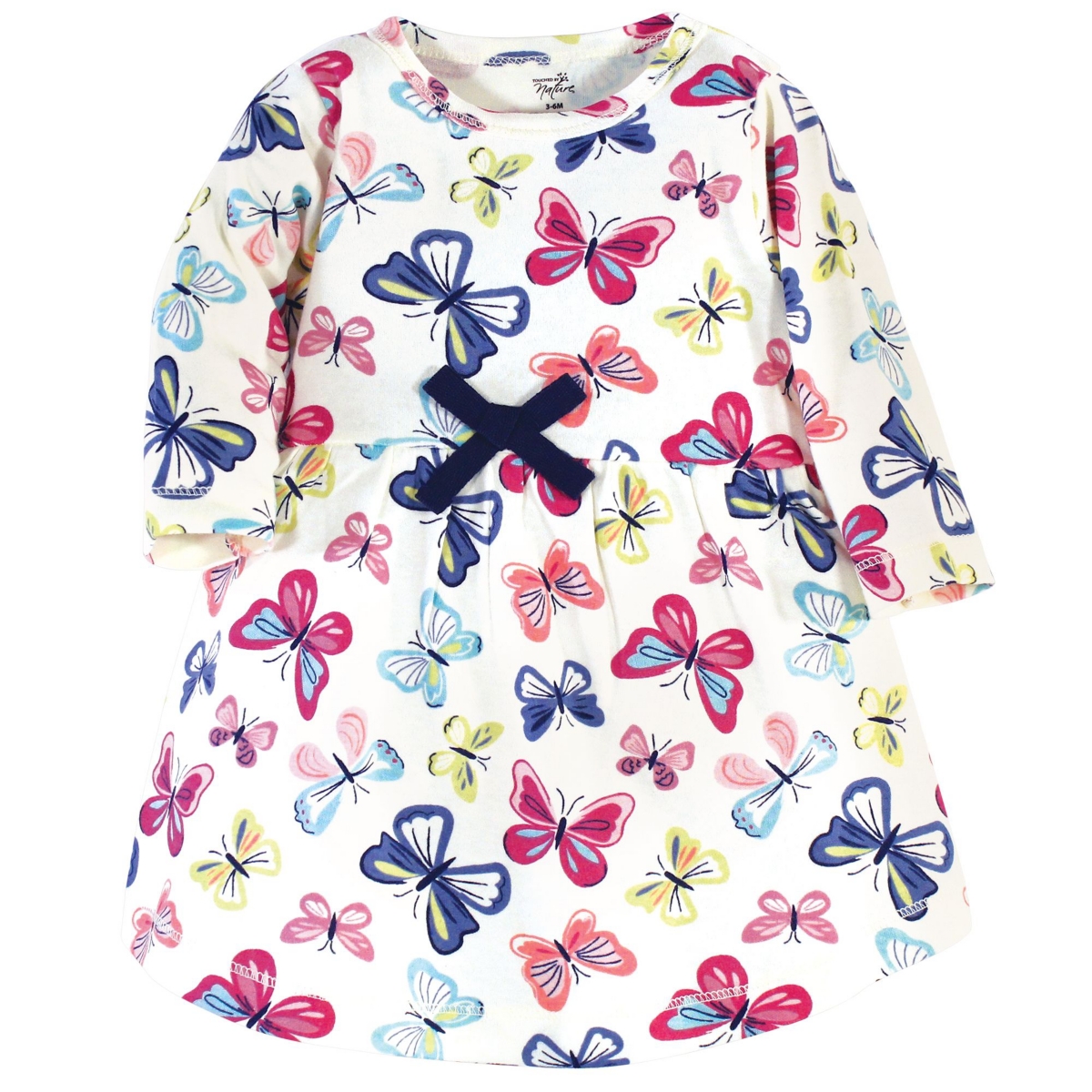 Touched by Nature Baby Girls Organic Cotton Long-Sleeve Dresses 2pk,- Bright butterflies