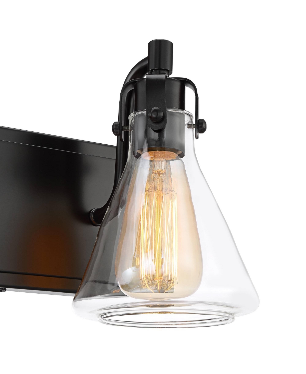 Cindy Farmhouse Industrial Rustic Wall Light Bronze Brown Metal Hardwired 33" Wide 4-Light Fixture Mounted Clear Glass Shade Bathroom Vanity Mirror Ho