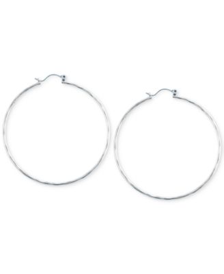 Lucky Brand Gold and Silver Two Tone Textured Double Hoop Earrings