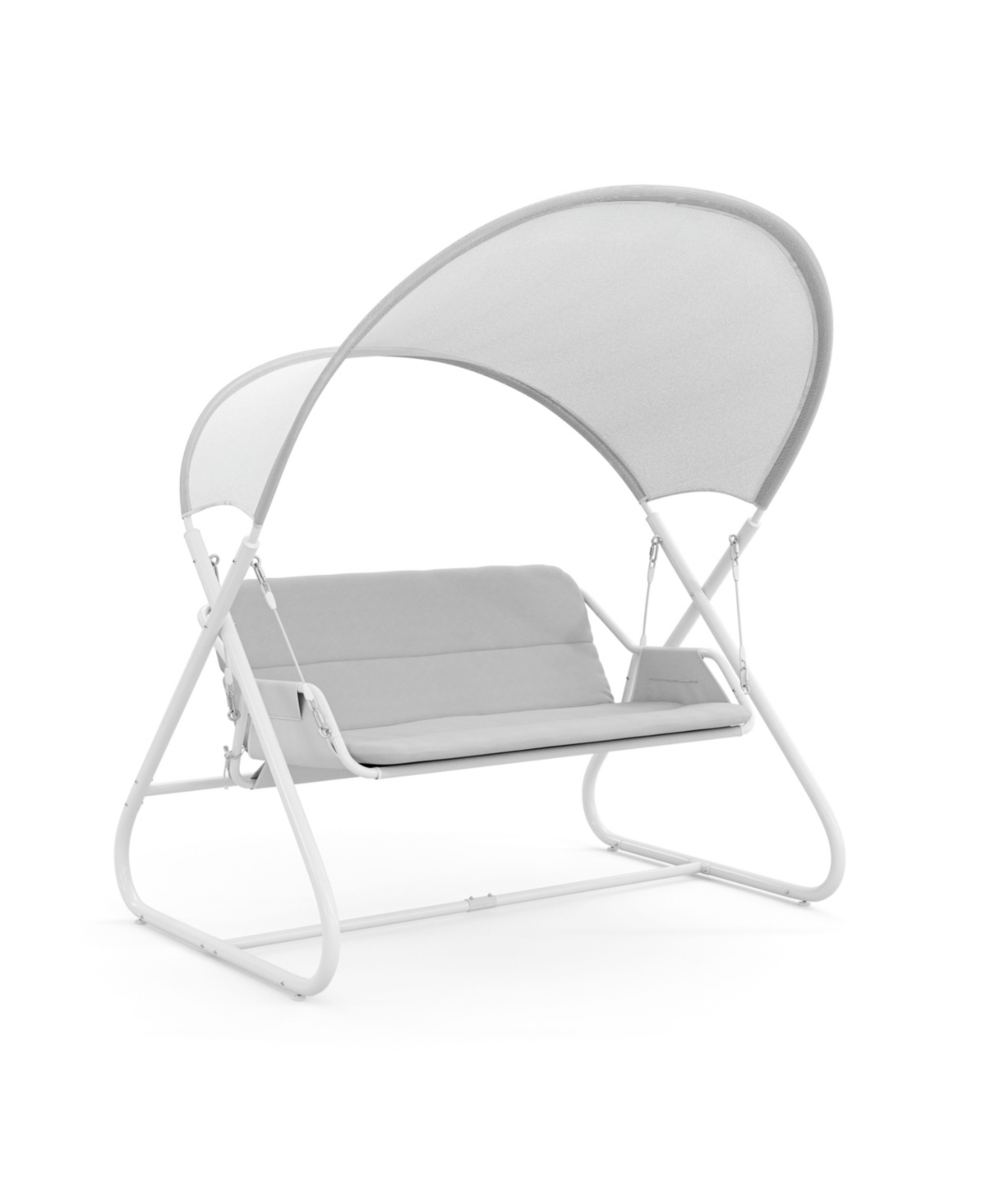 Furniture Of America 74.75" Steel Swing Bench With Mesh Canopy Cushions In White