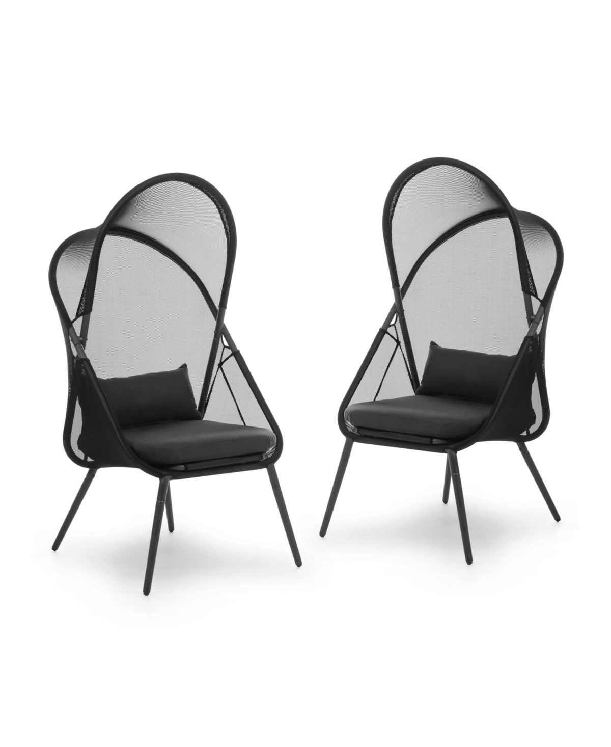 Furniture Of America 2 Piece Foldable Chairs With Mesh Canopy Cushions In Black
