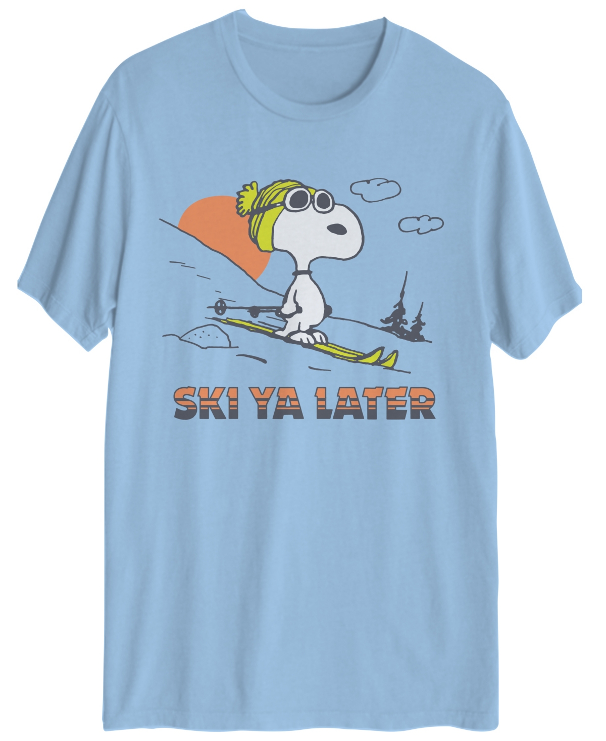 Hybrid Men's Snoopy Ski Short Sleeve T-shirt In Sky Blue