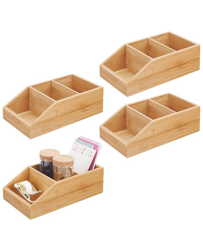 mDesign Bamboo Kitchen Pantry Organizer Bin - Natural Wood