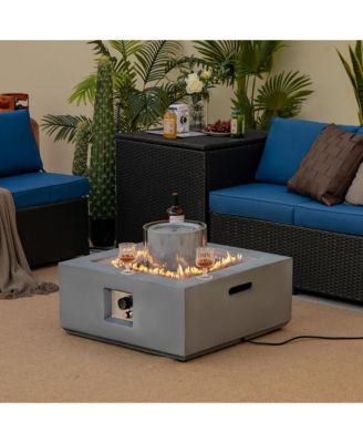 28'' Patio Fountain Fire Pit Table 50,000 BTU Square Propane Fire Pit