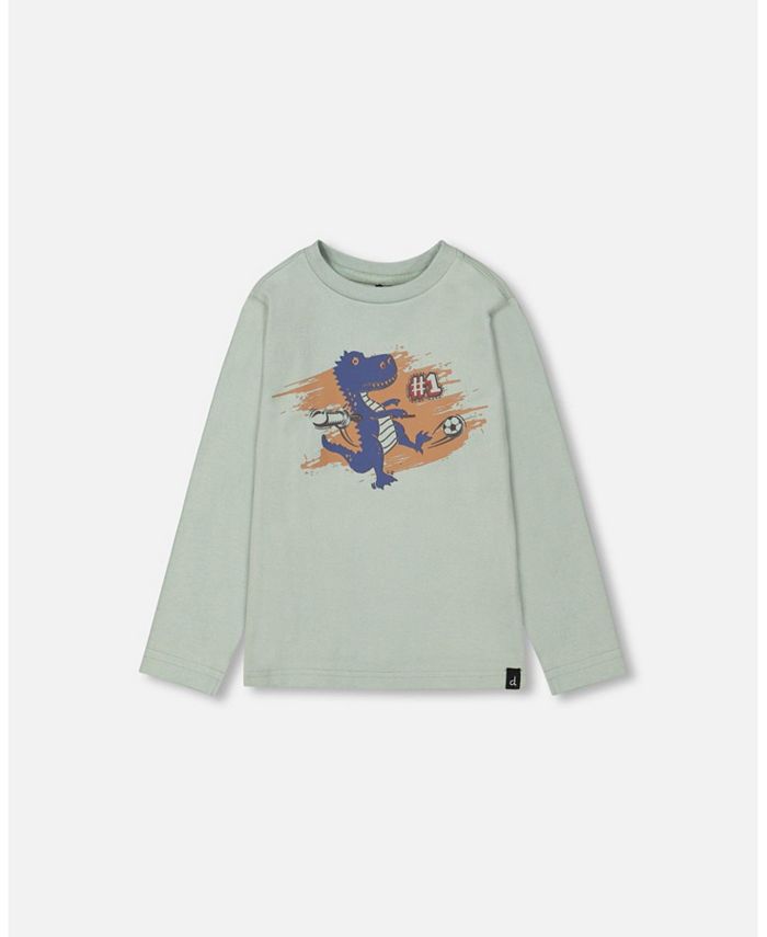 Deux par Deux Boy Jersey T-Shirt With Print Sage Green - Toddler|Child ...