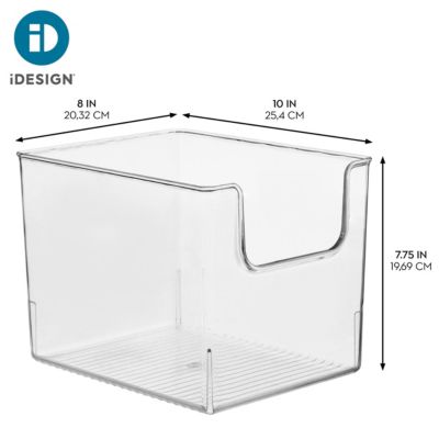 Kitchen Plastic Storage Organizer Bin with Open Front - 8 Pack -  Clear