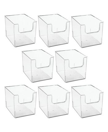 mDesign Kitchen Plastic Storage Organizer Bin with Open Front - 8 Pack - Clear
