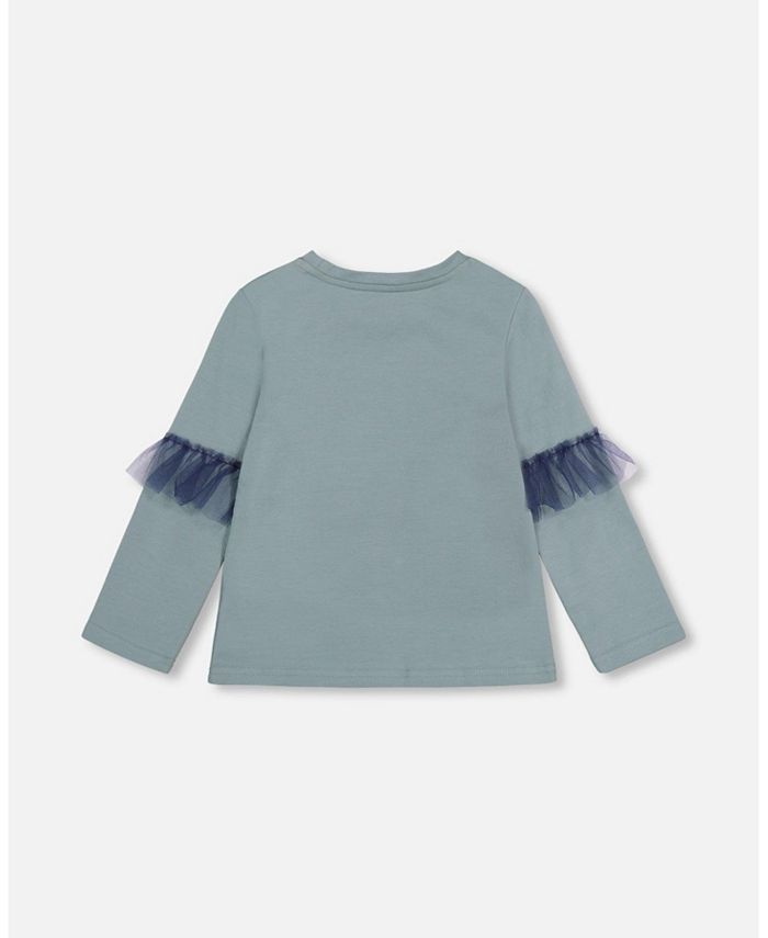 Deux par Deux Girl T-Shirt With Frills Sage Green - Toddler|Child - Macy's