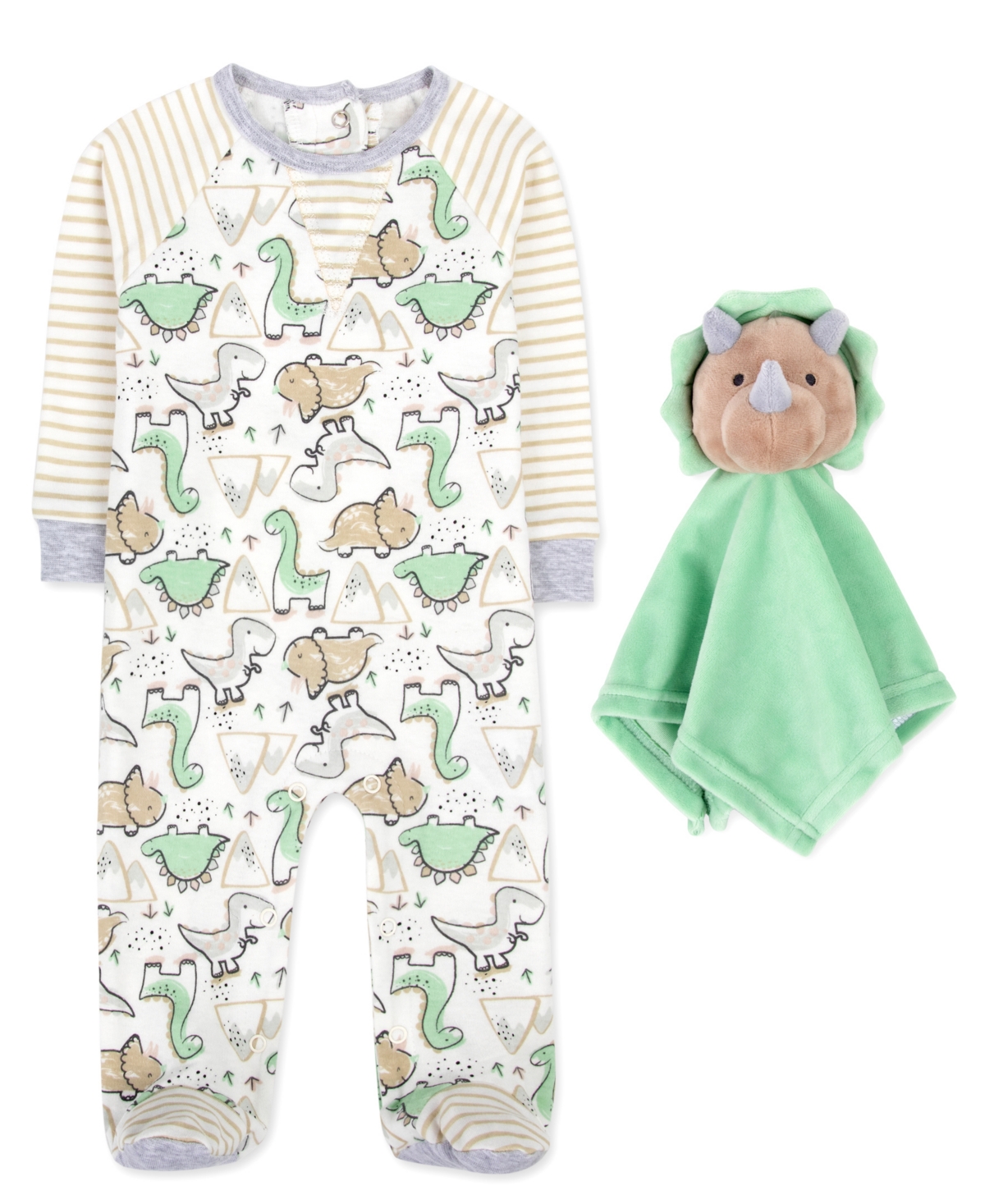 Baby Essentials Baby Boys Footed Coverall With Lovey Set In Sage