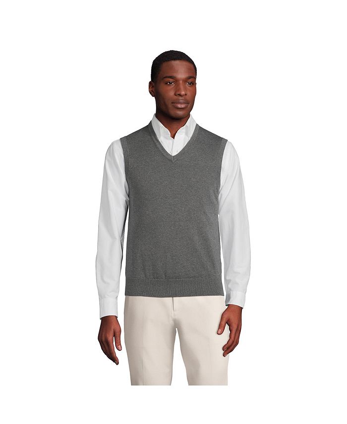 Lands' End Men's Fine Gauge Supima Cotton Sweater Vest - Macy's