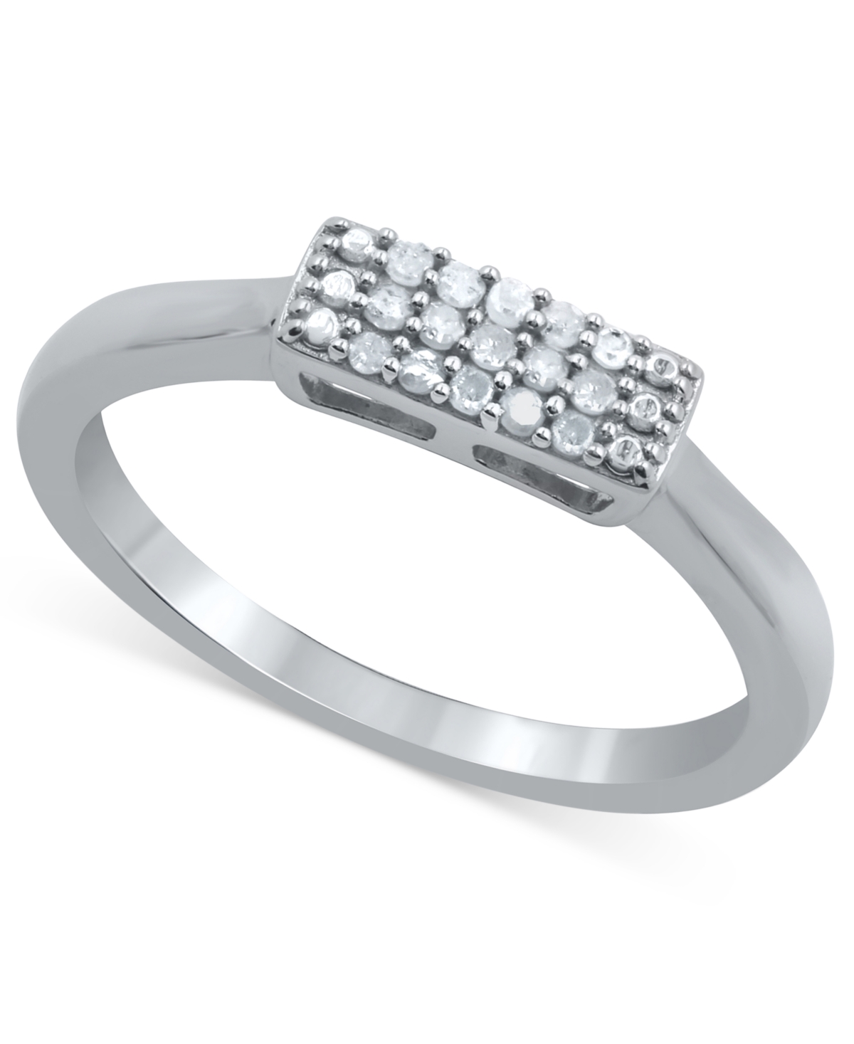 Macy's Diamond Mini Rectangular Cluster Ring (1/10 Ct. T.w.) In Sterling Silver