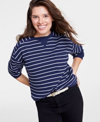 On 34th - Women's Waffle-Knit Long-Sleeve Pullover Top
