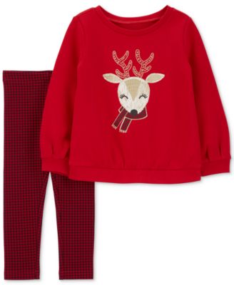Carter's - Baby Girls Reindeer Fleece Top & Leggings, 2 Piece Set