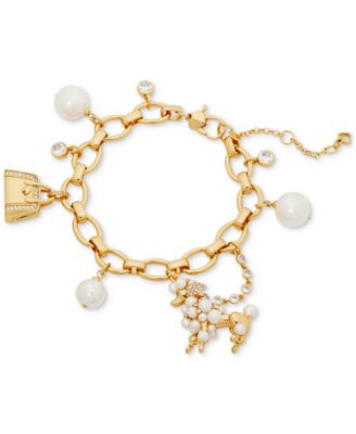 kate spade new york - Gold-Tone Cubic Zirconia & Imitation Pearl Poodle Charm Bracelet