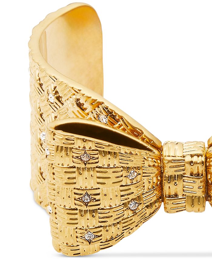kate spade new york Gold-Tone Cubic Zirconia Bow Statement Cuff ...