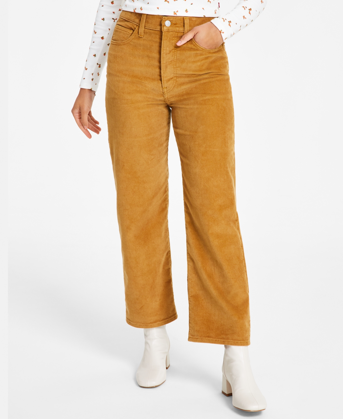 Levi s Women s Corduroy Ribcage Straight Ankle Jeans Dijon Smart Closet