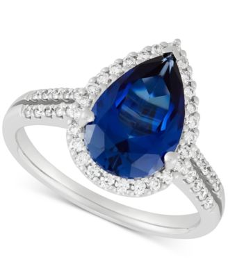 Grown With Love Lab Grown Emerald 2-12 ct tw Lab Grown Diamond 38 ct tw Pear Halo Ring in 14k Gold Also in Lab Grown Sapphire - Sapphi 2400$
