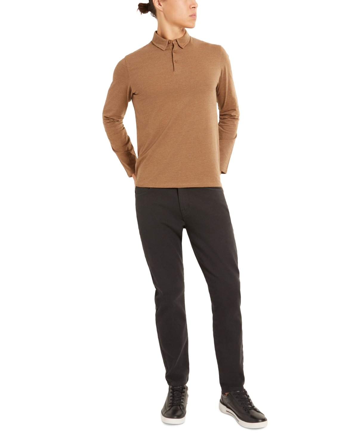 Kenneth Cole Men's Classic Fit Performance Stretch Long Sleeve Polo Shirt