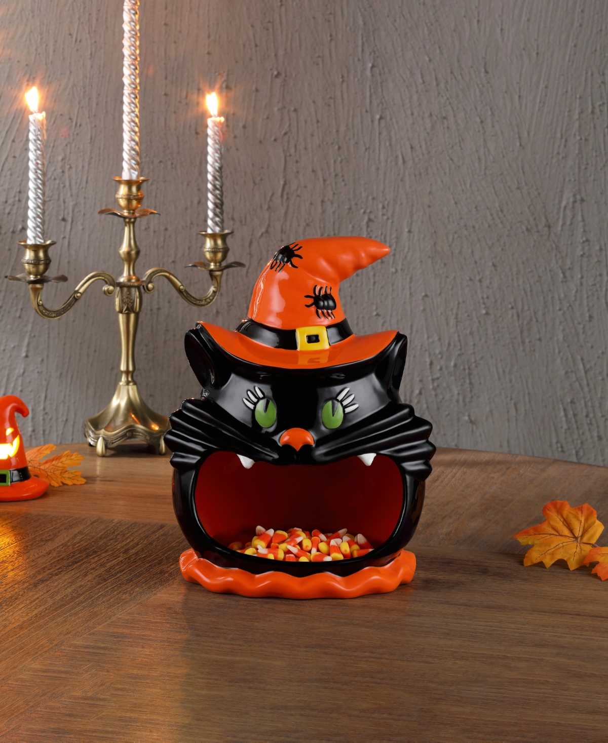 Mr. Halloween Motion-Activated Ceramic Cat Candy Bowl