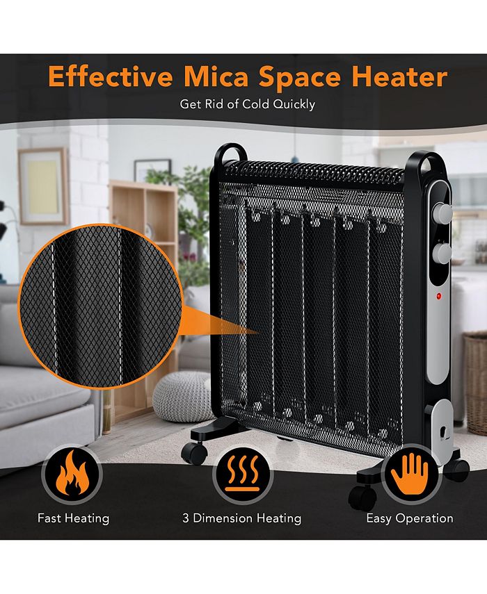 Costway 1500W Electric Mica Space Heater Portable Heater w/Adjustable