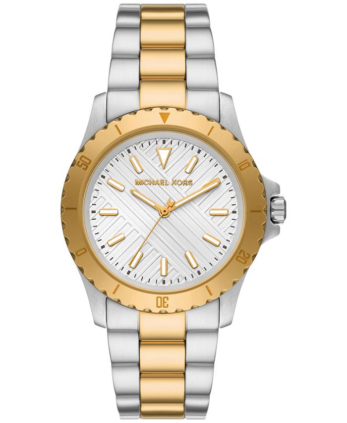 Michael Kors Men's Everest Three-Hand Two-Tone Stainless Steel Watch ...
