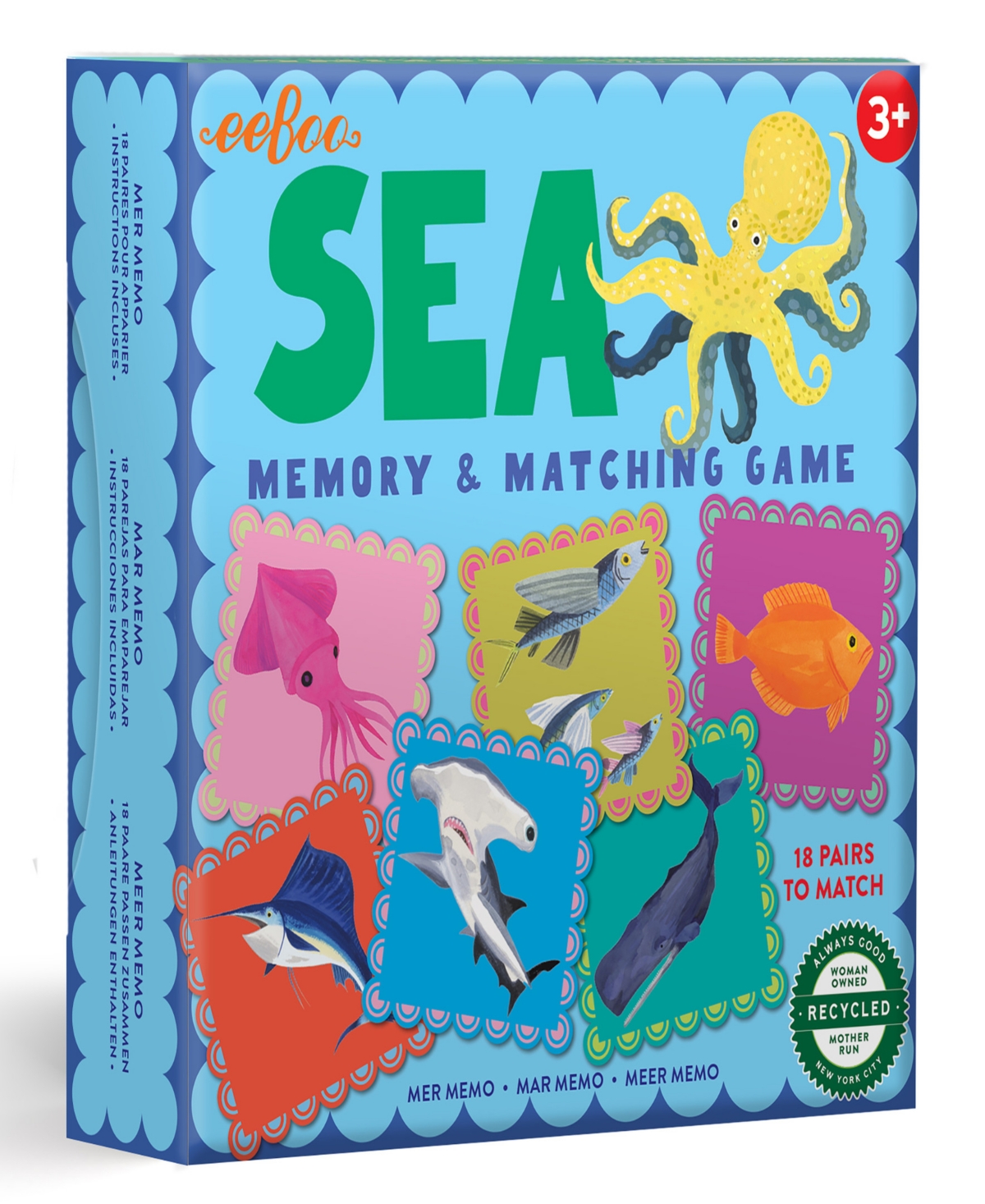 Eeboo Kids' Sea Little Square Memory Game In Multi