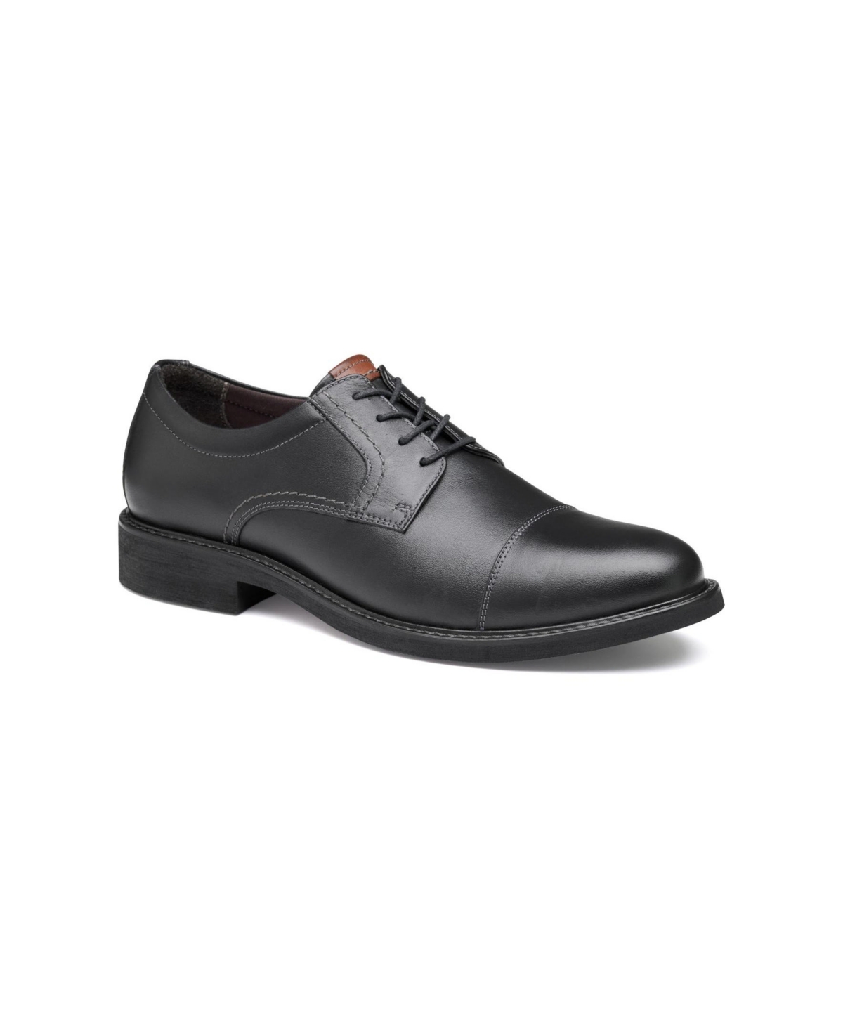 Johnston & Murphy Men's Beasley Leather Cap Toe Shoes In Black Full Grain Leather