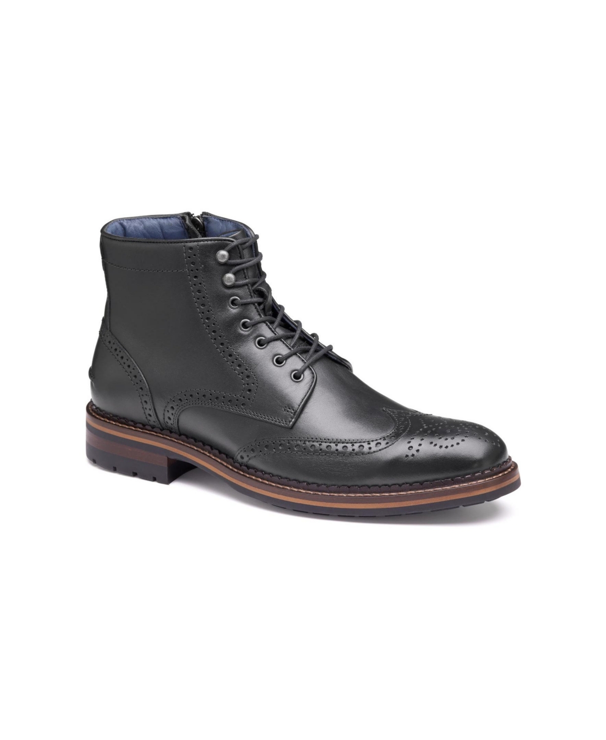 Johnston & Murphy Men's Connelly Leather Wingtip Boots In Black Full Grain Leather