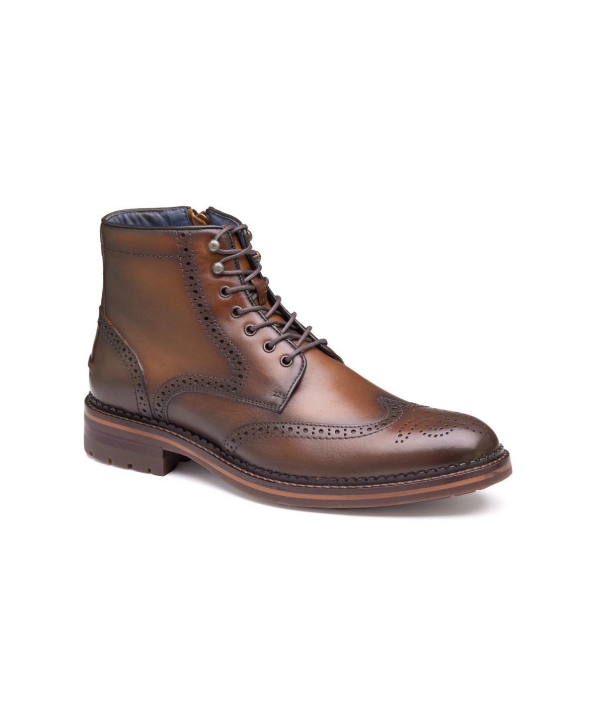 Shop Johnston & Murphy Men's Connelly Leather Wingtip Boots In Tan Full Grain Leather