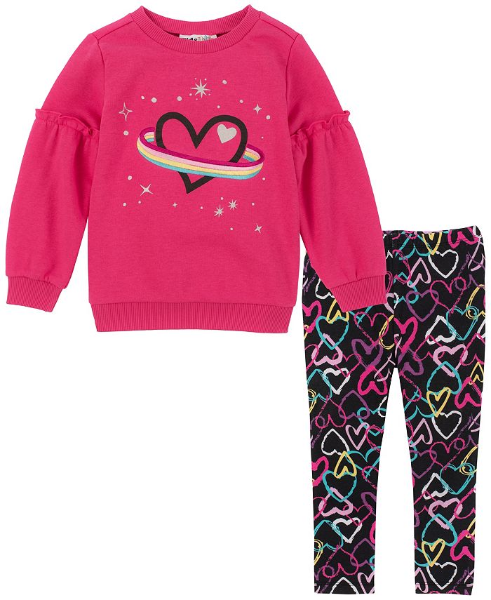 Kids Headquarters Toddler Girls Ruffle-Trim Crew-Neck Pullover and ...