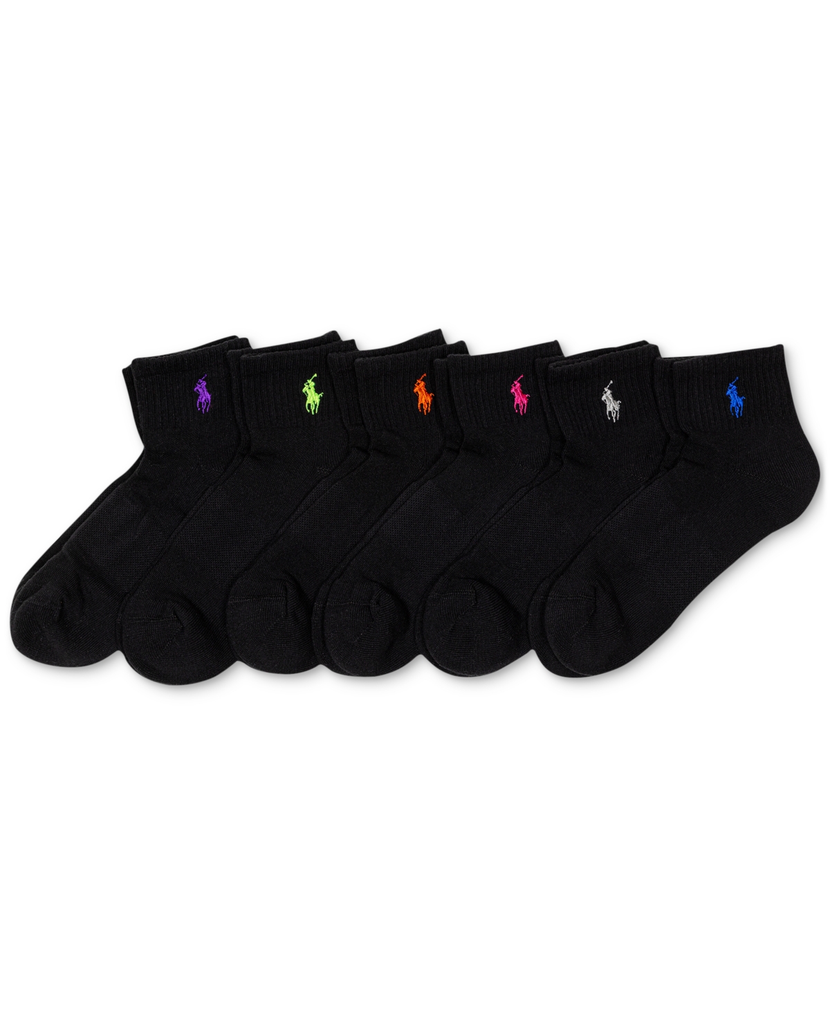 Polo Ralph Lauren Women's 6-pk. Cushion Quarter Socks In Black Assortment