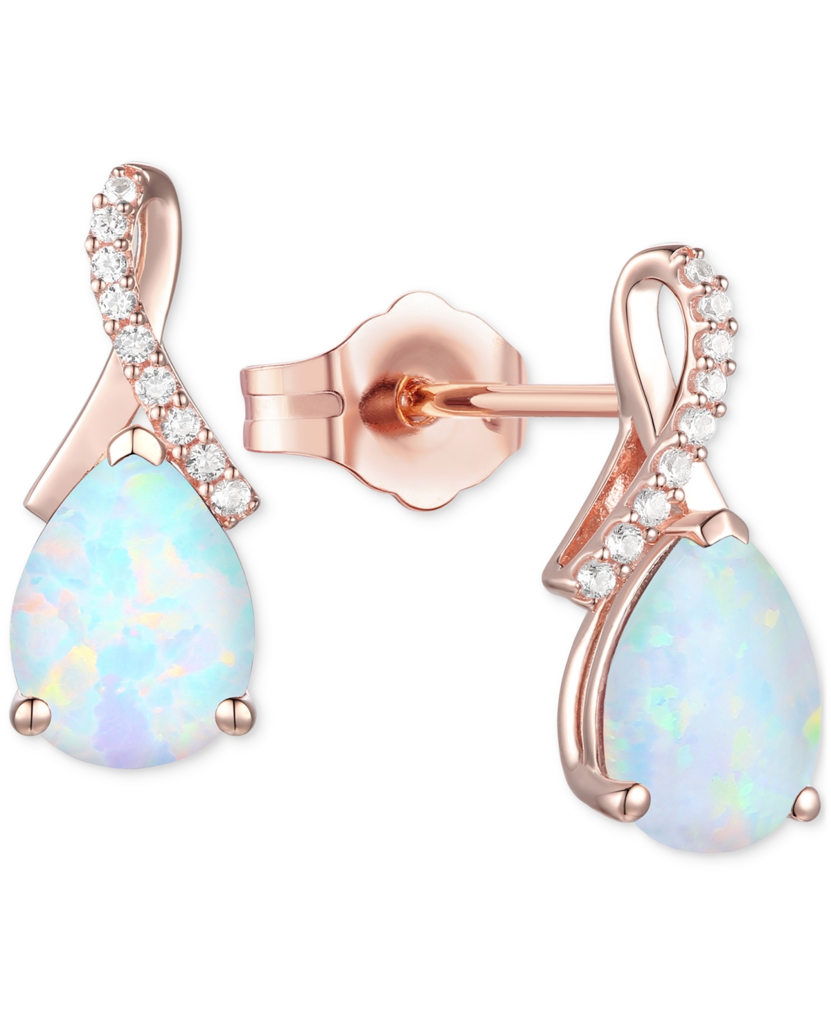 Macy's Amethyst (1-7/8 Ct. T.w.) & Lab-grown White Sapphire (1/10 Ct. T.w.) Pear Swirl Stud Earrings In 14k In Opal
