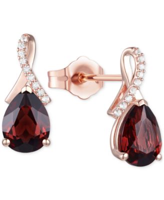 Macy's - Amethyst (1-7/8 ct. t.w.) & Lab-Grown White Sapphire (1/10 ct. t.w.) Pear Swirl Stud Earrings in 14k Gold-Plated Sterling Silver (Also in Additional Gemstones)