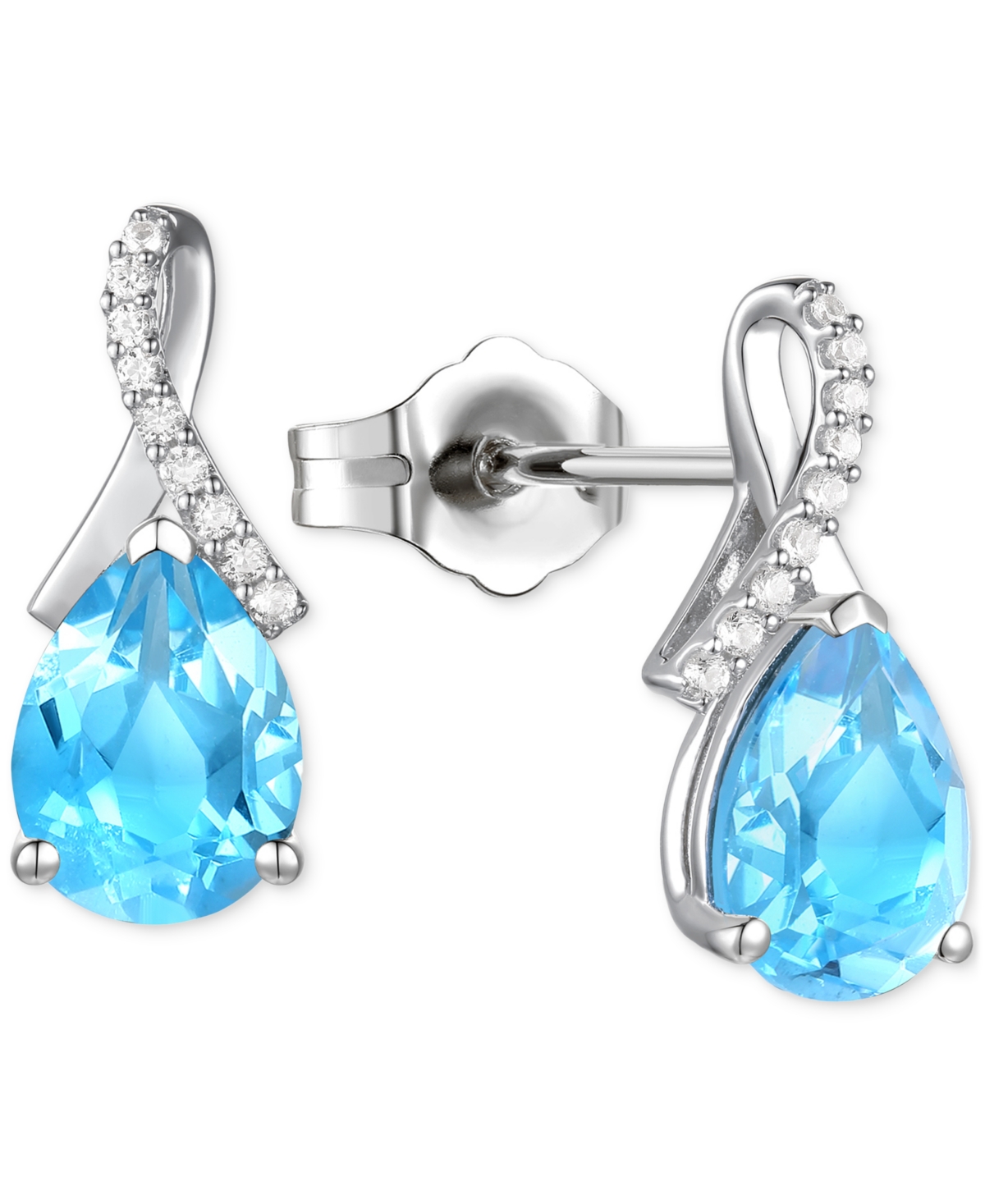Macy's Amethyst (1-7/8 Ct. T.w.) & Lab-grown White Sapphire (1/10 Ct. T.w.) Pear Swirl Stud Earrings In 14k In Blue Topaz