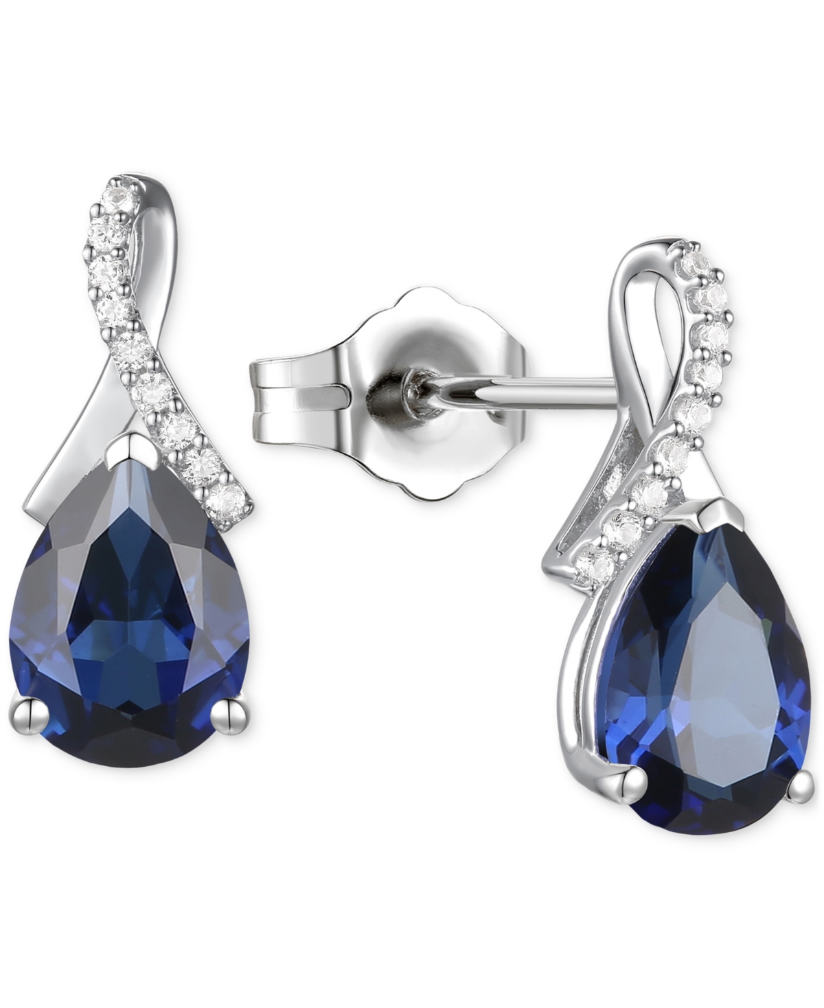 Macy's Amethyst (1-7/8 Ct. T.w.) & Lab-grown White Sapphire (1/10 Ct. T.w.) Pear Swirl Stud Earrings In 14k