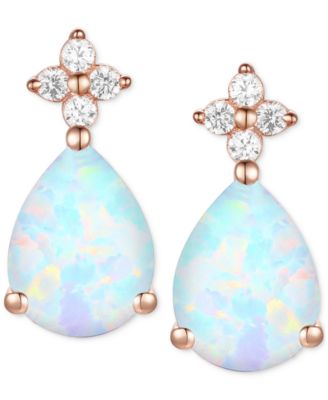 Morganite (1-3/4 ct. t.w.) & Lab-Grown White Sapphire (1/8 ct. t.w.) Pear Stud Earrings in 14k Gold-Plated Sterling Silver (Also in Additional Gemstones)