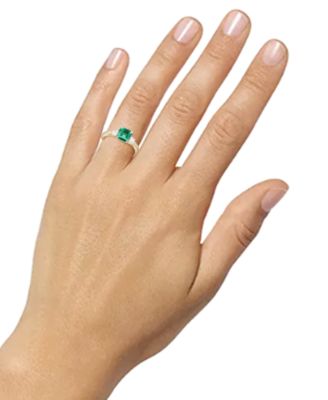 Lab-Grown Emerald (7/8 ct. t.w.) & Lab-Grown White Sapphire (1/3 ct. t.w.) in 14k Gold-Plated Sterling Silver