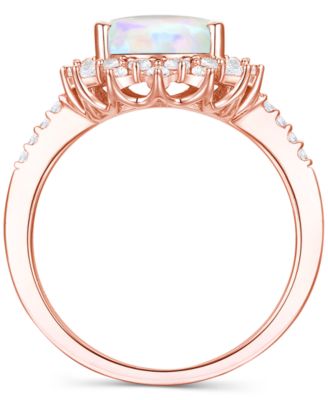 Lab-Grown Opal (7/8 ct. t.w.) & Lab-Grown White Sapphire (5/8 ct. t.w.) Halo Ring in 14k Rose Gold-Plated Sterling Silver (Also in Lab-Grown Ruby & Lab-Grown Blue Sapphire)