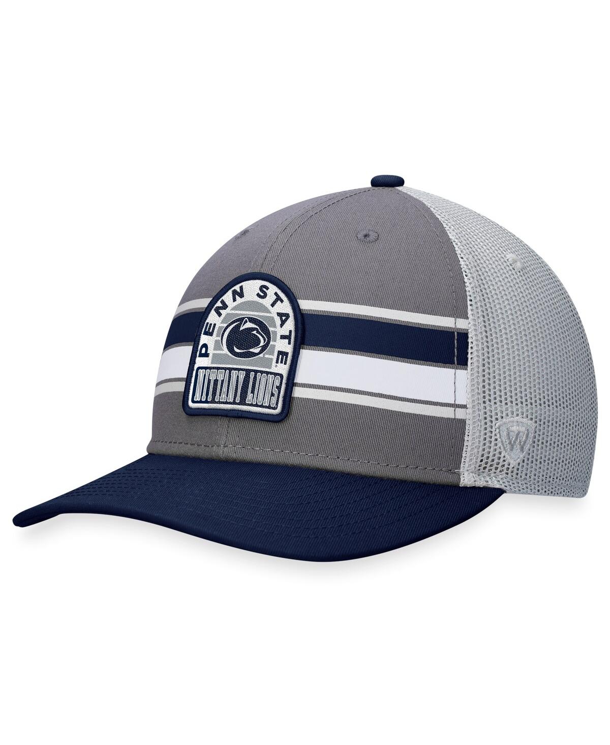 Shop Top Of The World Men's  Gray, Navy Penn State Nittany Lions Aurora Trucker Adjustable Hat In Gray,navy